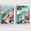 Pôster da Costa Amalfitana Itália Impressão Ilustração Positano Viagem Arte Pintura em Tela Paisagem Nórdica Pintura em Tela Abstrata Decoração