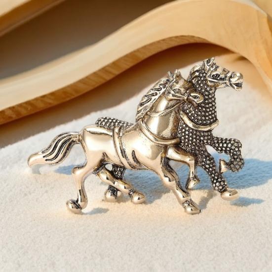 Yousheng Two Horse Brooch Pin Women Men Alloy Enamel Horse Lapel Pin Animal Sweater Dress Suit Clothing Accessories Jewelry Gift