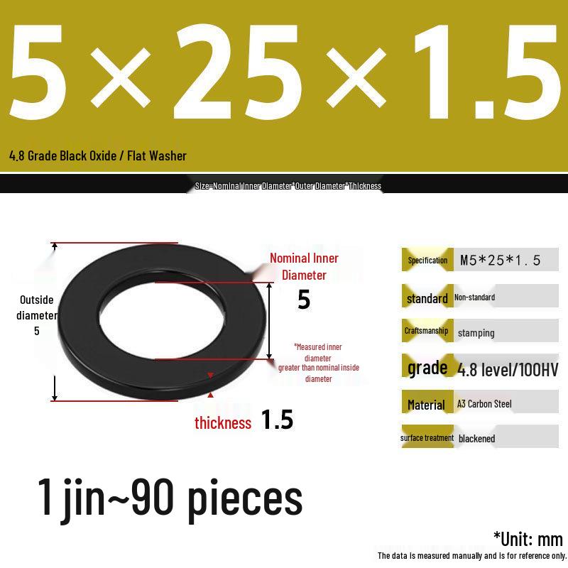 Blackened Enlarged Thickened Metal Washer - M3-M42