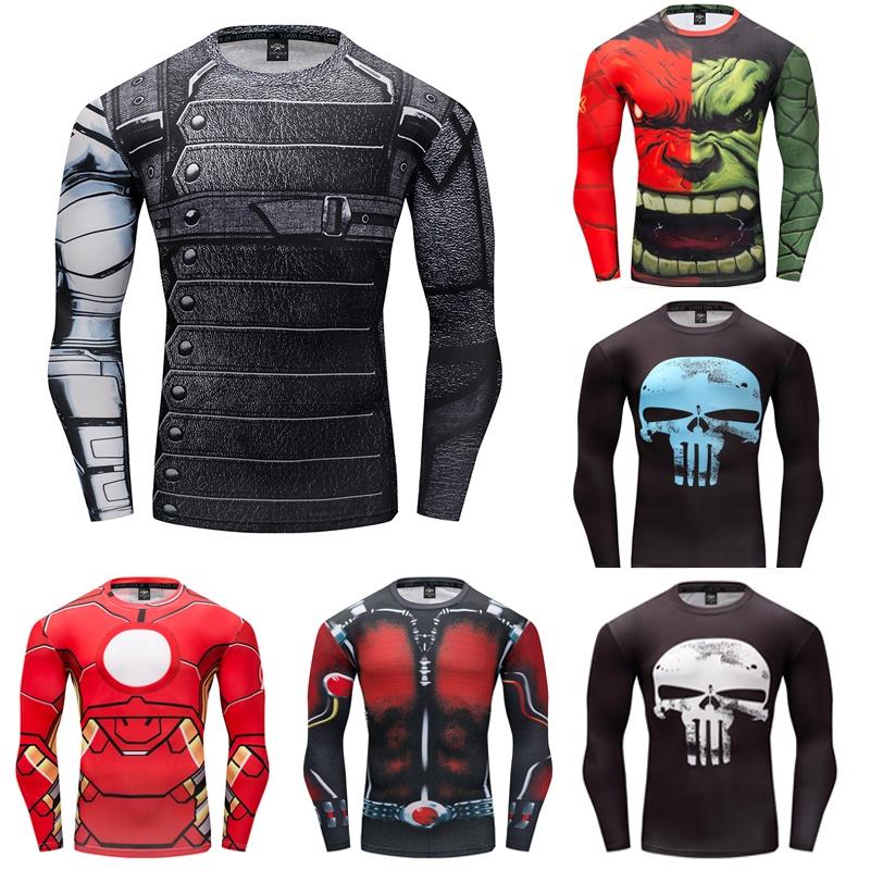 Stylish And Comfortable Men T-shirt Long Sleeve Super Hero Compression Sport 3d Fitness Cycling Shirt