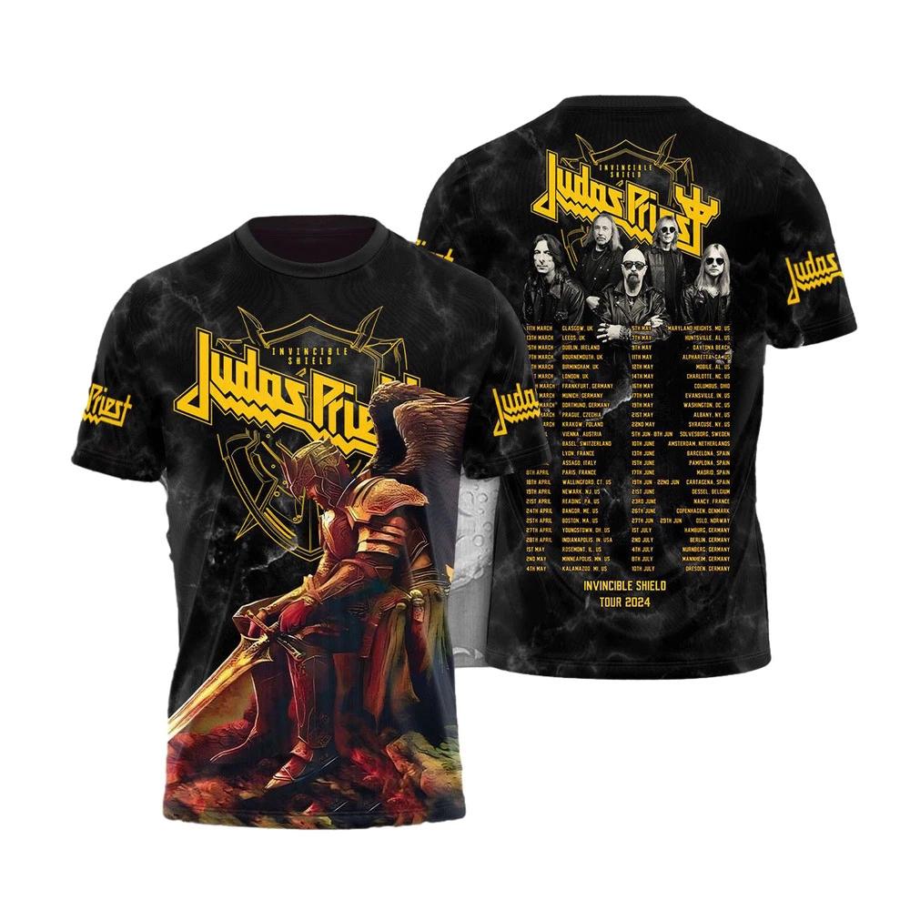 Judas Priest Invincible Shield Tour 2024 Music 3D T-Shirt M676 S