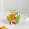 Double-Wall Glass Mug with Dried Flower Design 250ml Heat-Resistant Borosilicate Glass Cup for Milk Coffee Breakfast Insulated Glassware for Home