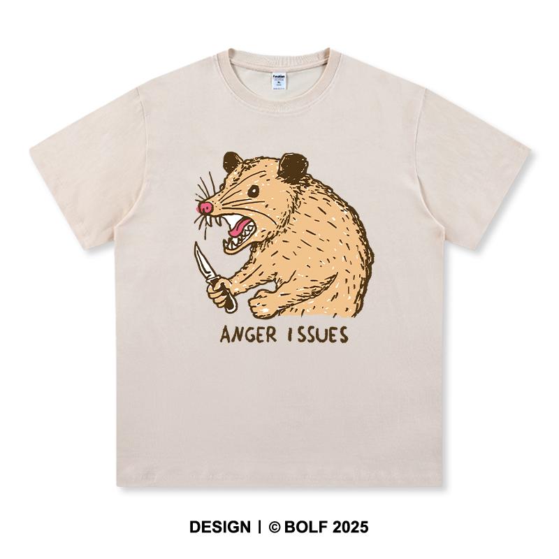 Women's Anger Issues Printed T-Shirt 100% Cotton Oversized Edgy Graphic Tees for Men Summer Tops Punk Streetwear