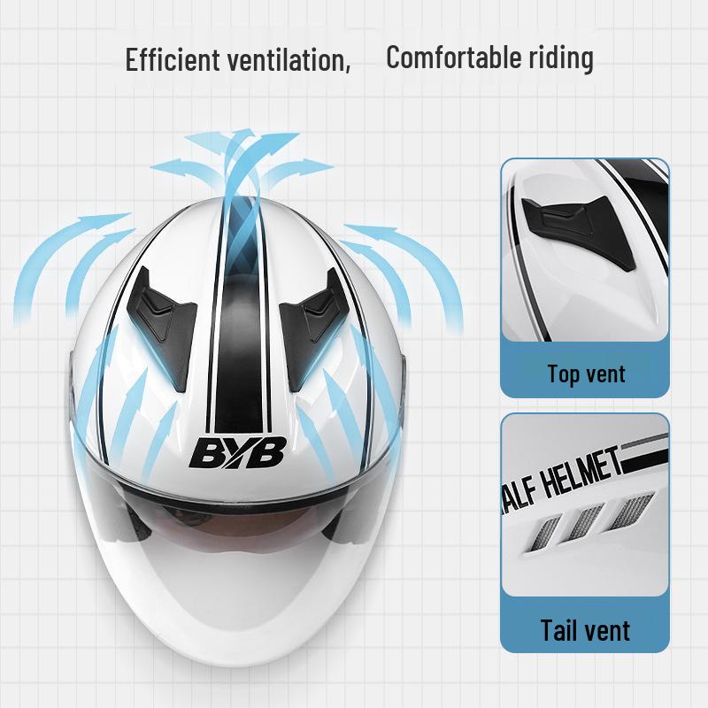 Dual Visor Ventilated Half Helmet for Men & Women – Electric Vehicle & Motorcycle Use