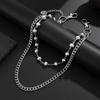 Salircon Hip Hop Punk Imitation Pearls Jeans Pants Keychain for Men Gothic Beads Pants Chain Street Harajuku Jewelry Accessories