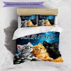 3PC Custom Name Space Kittens Adventure Bedding Set Duvet Cover Closure Includes 1 Duvet Cover & 2 Pillowcases for Bedroom