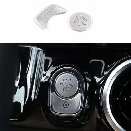 Inner One-Click Startup Button For Benz GLA - Cover Trim Silver Aluminum