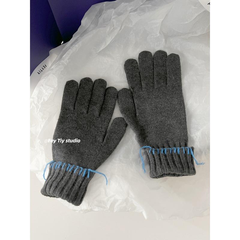 

Дизайнерские однотонные перчатки в ретро-дизайне, теплые осенне-зимние, с сенсорным экраном, вязаные из шерсти, новый стиль