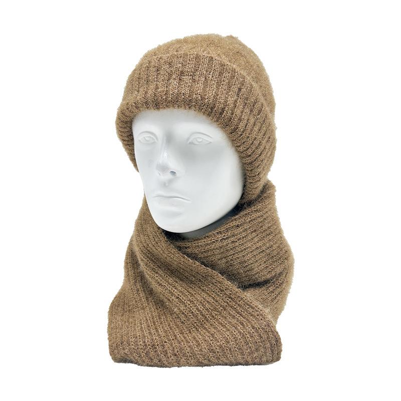 

Осень и зима однотонный шарф-шапка интегрированная шапка холодостойкая и теплая женская велосипедная милый шарф вязаная шапка average size (56-58cm) темный кофе