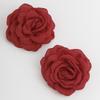 Exaggerated Big Rose Flower Earrings for Women Vintage Elegant Fabric Florals Ear Stud Earring Summer Holiday Beach Jewelry