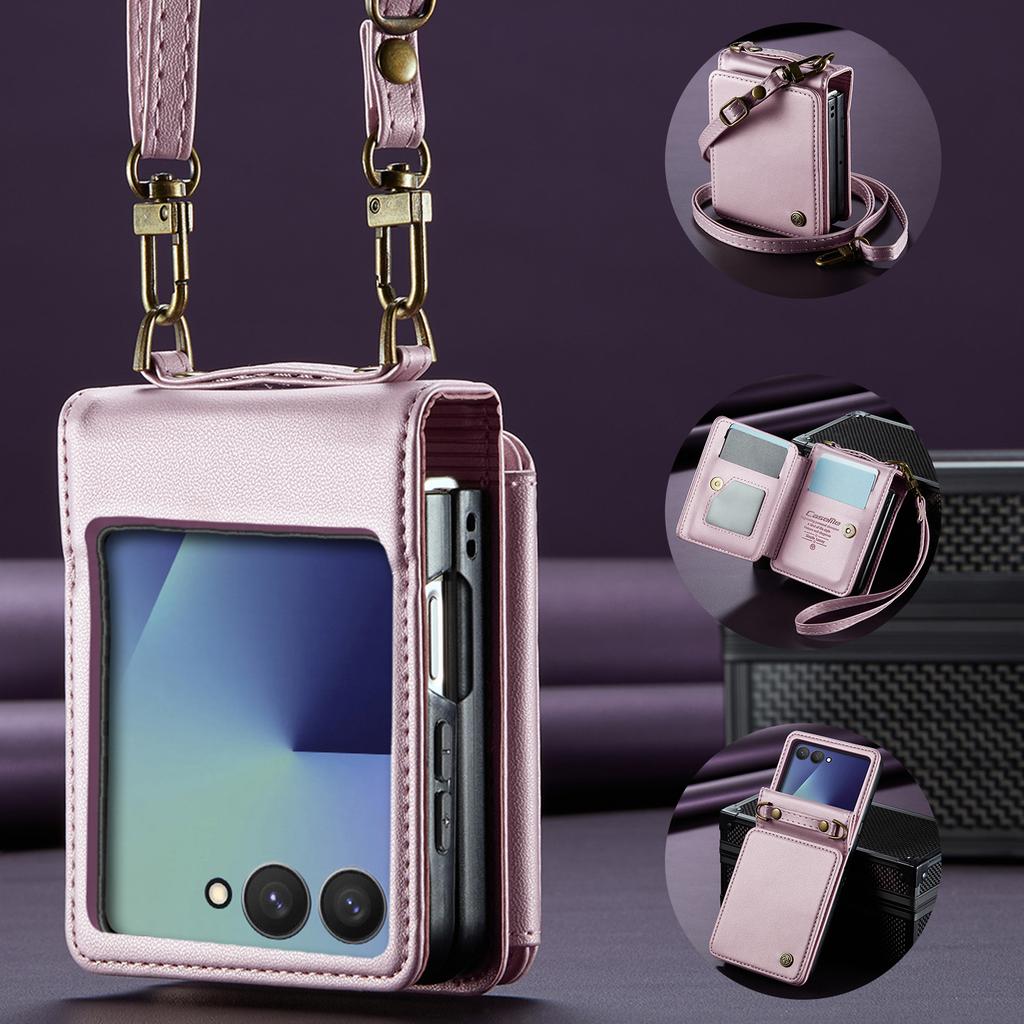 Suitable for Samsung Z Flip 30% off foldable screen phone case with crossbody strap protective cover and card slot stand for Z Flip8