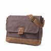 Waxed Canvas Patchwork Crossbody Bag - Top Grain Cowhide, Waterproof, Retro, Casual Men's Shoulder Bag