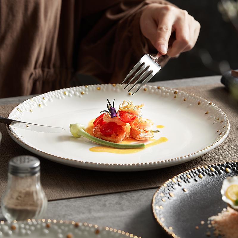 Japanese Ceramic Dinner Plate for Steak, Noodles, Salad, and Western Dishes