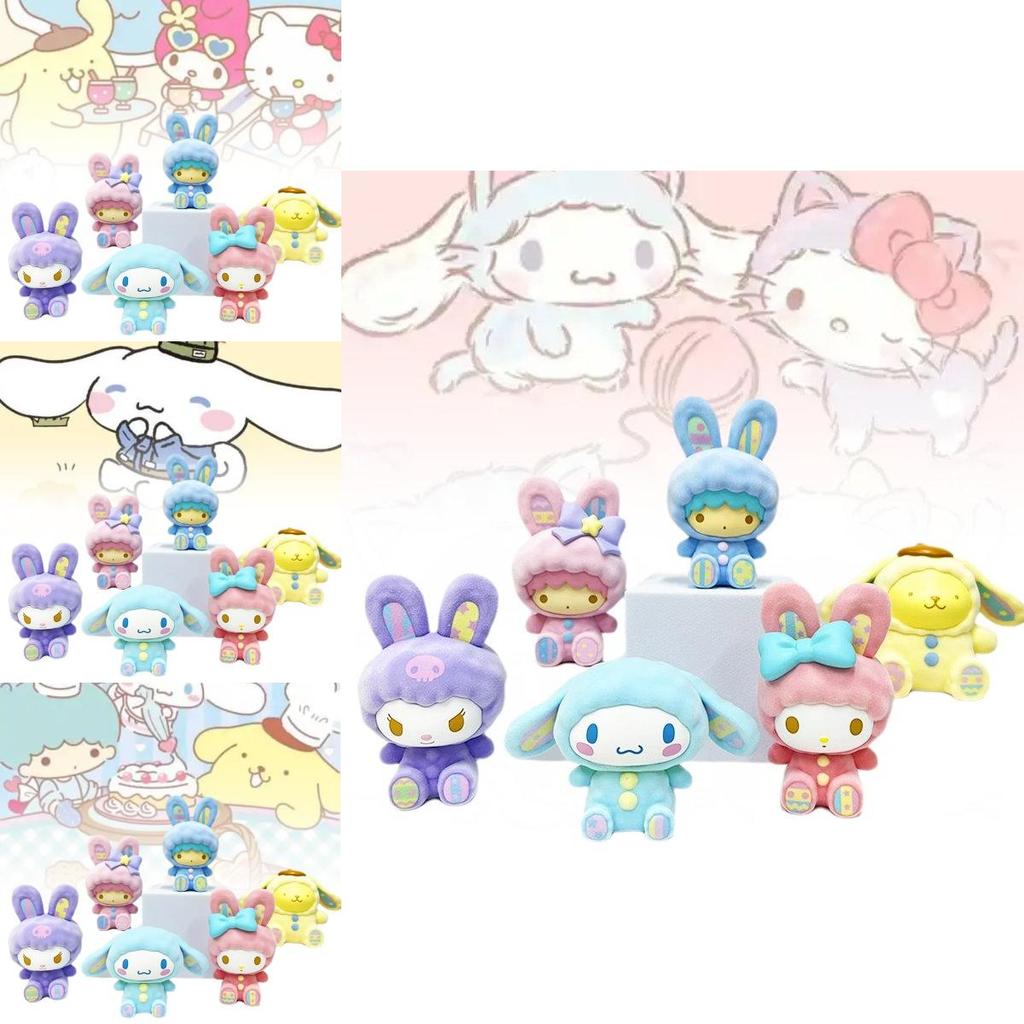 Adorable Sanrio Pvc Figure Collection Cute Sitting Cinnamon Dog Kuromi My Melody Toy Gift