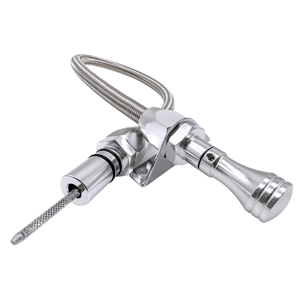 HAHAHA TH350 TH400 Turbo350 Firewall Mounted Flex Transmission Dipstick TH350/TH400 Stainless Braided Hose Compatible With GM/Chevy TH350/TH400