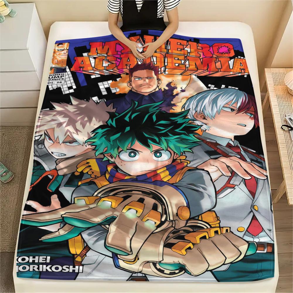 1Pc My Hero Academia Print Flannel Blanket, High Quality Comfortable for All Seasons, Home Decor, Warmth and Comfort, Perfect for Christmas Gifts