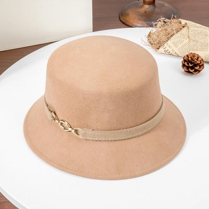 New British Style Wool Fedora Hats Men Women Roll Up Brim Homburg Gentleman Church Jazz Hat Party Dress Cap