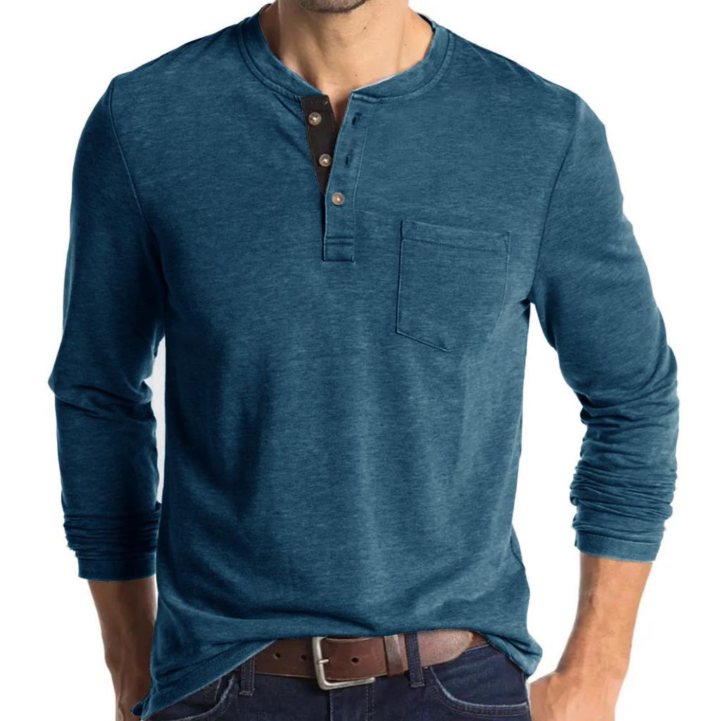 Men's Autumn Long Sleeve T-shirt Solid Color Casual Simple Sports Top