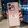 Fashion Design Initial Letter With Flower Pattern Phone Case For Itel A90 Soft Silicone Anti-scratch Black Couple Casing