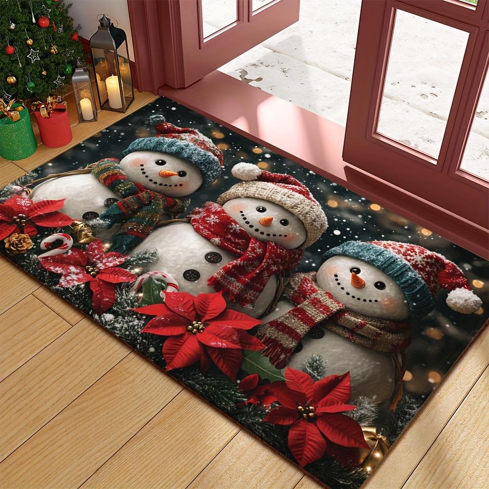 

1pc Three Snowmen Christmas Theme Doormat, Non-slip Floor Mat for Living Room, Bedroom, Bathroom, Holiday Home Decoration 40x60cm