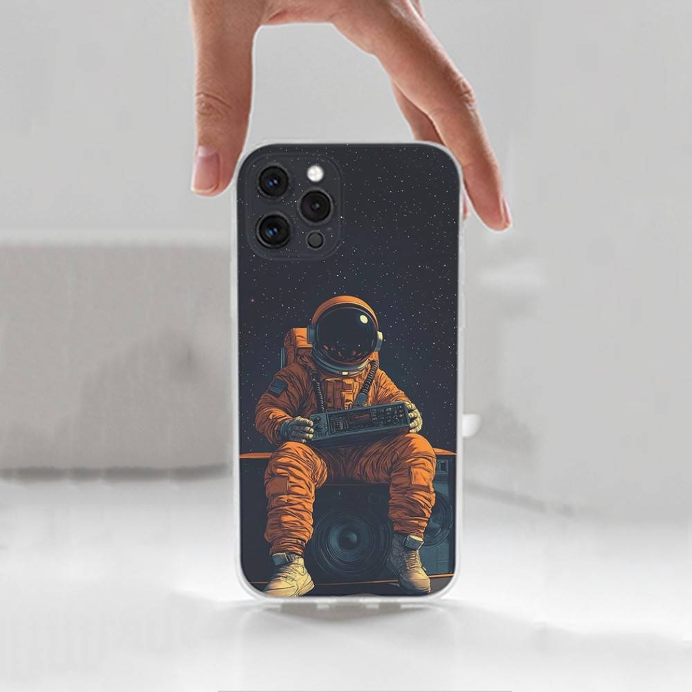 Universe Art Astronaut Phone Case For iPhone 14,13,12,11,17,16,15,Pro,Max,Plus,X,XS,XR,SE,Mini Transparent Soft Cover