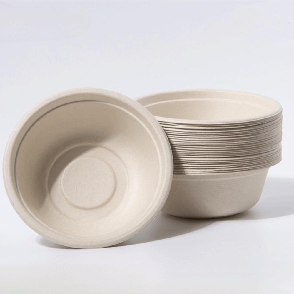 50Pcs Water Resistant Round Bowls Paper Pulp Bowl for Noodles Soup Rice and Takeaway Meals