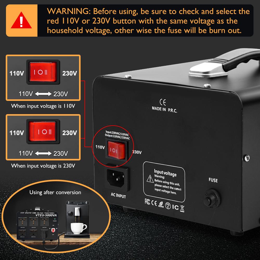 3000W/5000W High Power Voltage Converter Step Up & Down Voltage Transformer Household Portable Power Adapter