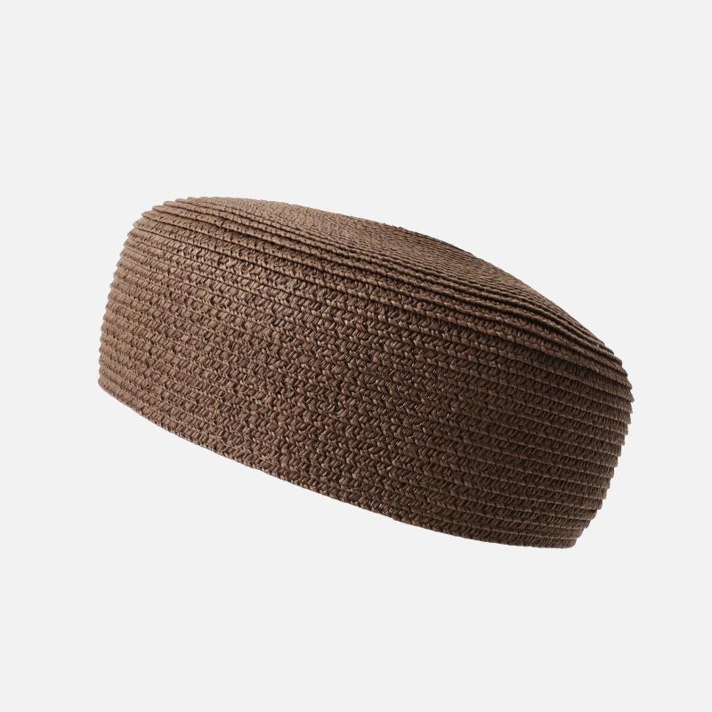 Casquette Beret en Paille Tressée pour Femme Respirante Légère Style Français d'Été Casquette Plate Chapeau de Soleil