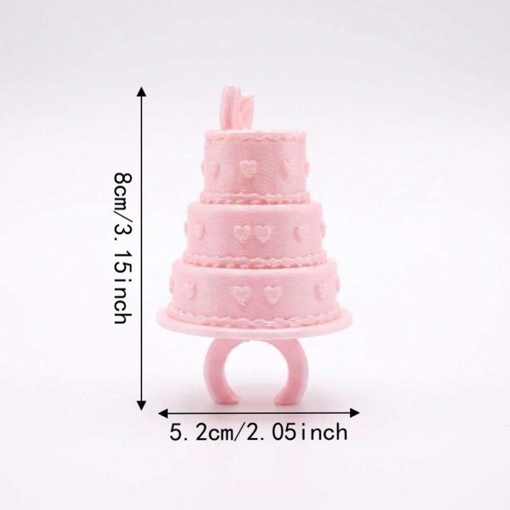Elegant Birthday Cake Ring Bow Knot 3D Printing Ring Romantic Mini Candle Ring Party