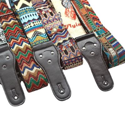 Nowy Vintage Regulowany Styl Boho Haftowany Skórzany Pasek do Gitary dla Ukulele Gitary Elektrycznej Akustycznej Gitary Basowej Akcesoria