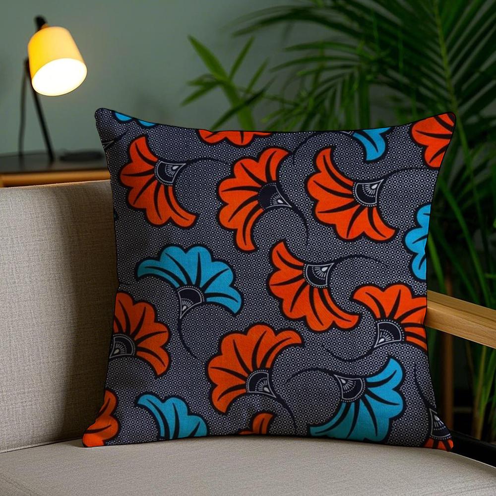 African Style Print Cushion Cover Plush Fabric Soft Double-Sided Printed Sofa Pillow Case Colorfast Home Decor Gift