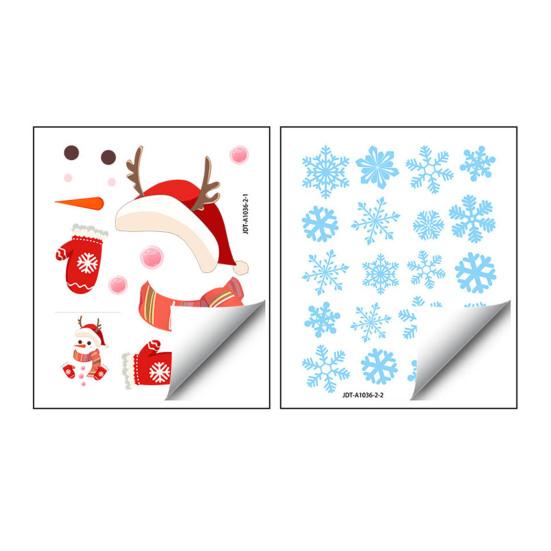 Removable Party Decals Christmas Window Clings, Cartoon Antlers Snowman Wall Stickers, Waterproof PVC Stickers Decorative for Home Glass Windows