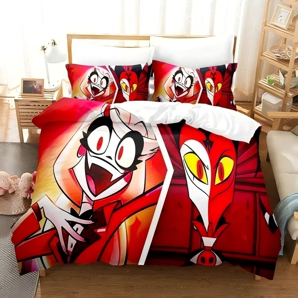 Hazbin Cartoon Duvet Cover Pillowcase Beddingboygirl Bedroomdecoration Childrengift Single Double Largebed Sizezip Duvet Cover