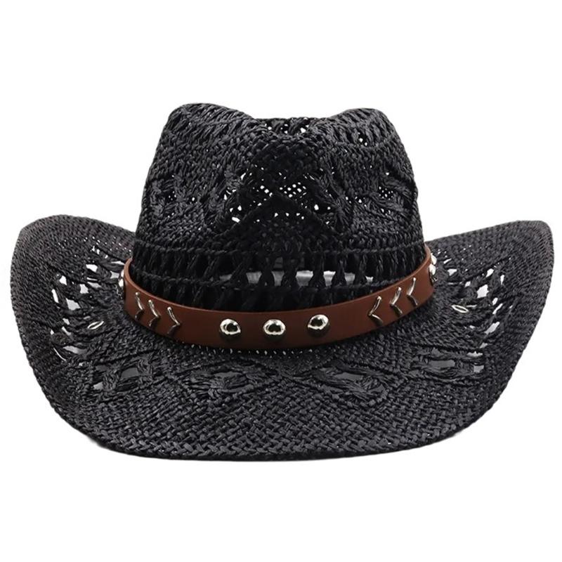 Vacation Cowboy Hat Adornment Straw Hat Beach Panama Hat for Club Carnivals Music Festival Cool Disco Party