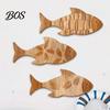 Rustic Ocean Decor 3Pcs/Set Bathroom Fish Wall Decoration, Wooden Art Decoration Sculpture, Nautical Hanging Ornament for Beach Lake House Sea Theme