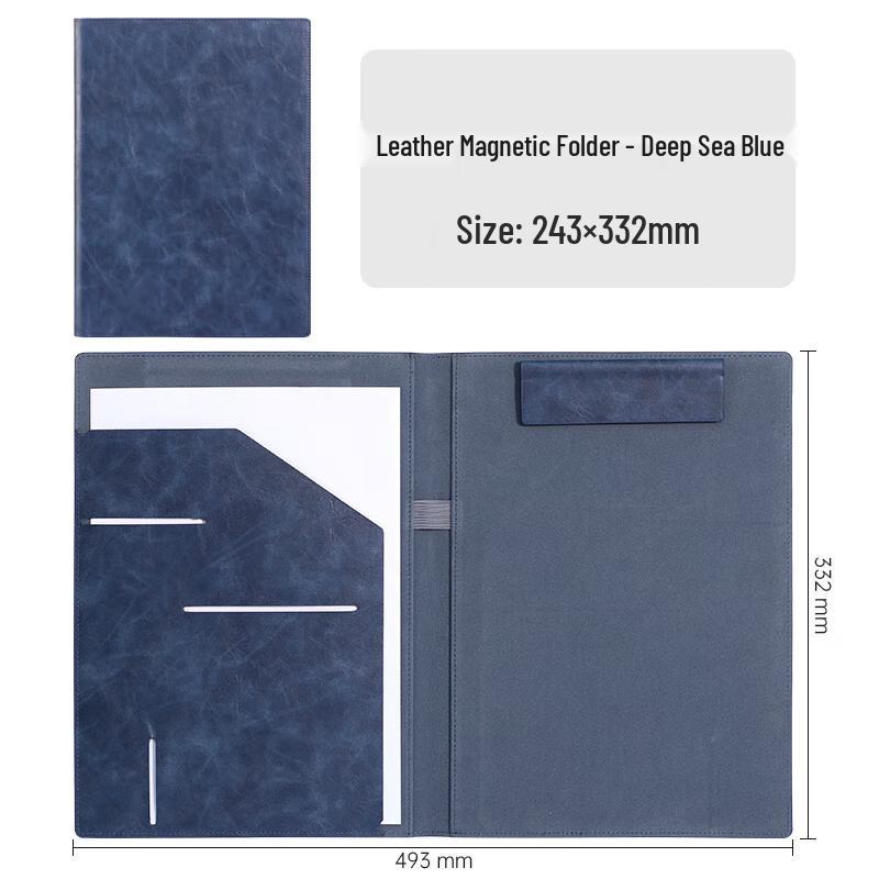 Leather A4 Office Folder with Magnetic Clip