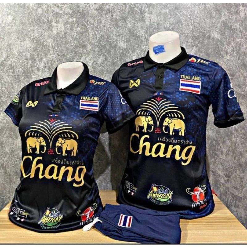 THAILAND National Football Soccer Vintage Polo Shirt Sport Training JERSEY CHEER Print Quick Dry Short Sleeve Uniform Elephant Logo Polyester Spandex