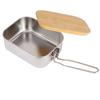 304 Stainless Steel with Bamboo Cutting‑Board Lid Portable Meal Container for Camping, BBQ & Picnics