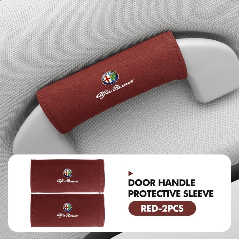 2pcs Suede Car Roof Handle Ceiling Armrest Cover Accessories For Alfa Romeo 159 Giulietta Giulia 147 Mito 156 159 166 GT Stelvio Duw753