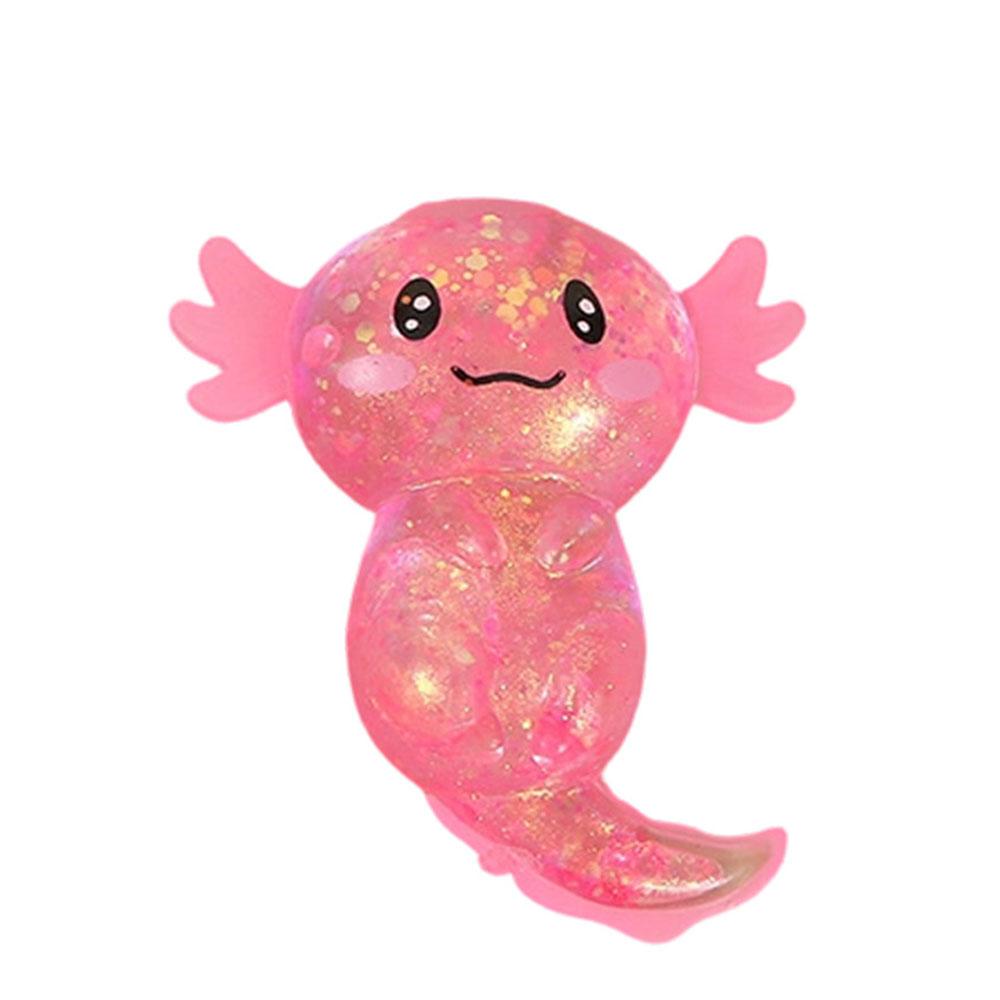 Axolote com Glitter Brinquedo Alívio de Estresse Aperte Macio Anfíbio Sensorial Fidget Toy Rebote Lento para Crianças Calmante Lembrancinhas de Festa de Aniversário Presente