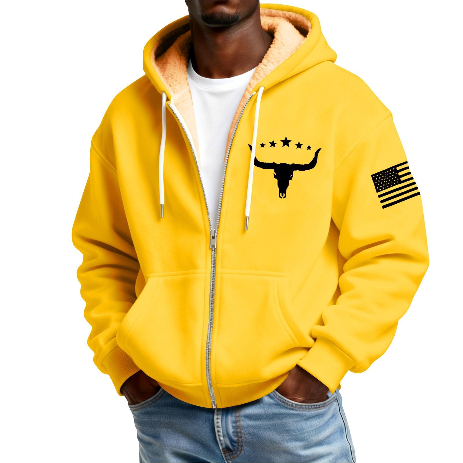 

Men s Print Fleece-Lined Zip-Up Pocket Hooded Sweatshirt Cardigan Men s Casual Sweatshirt Cardigan XL