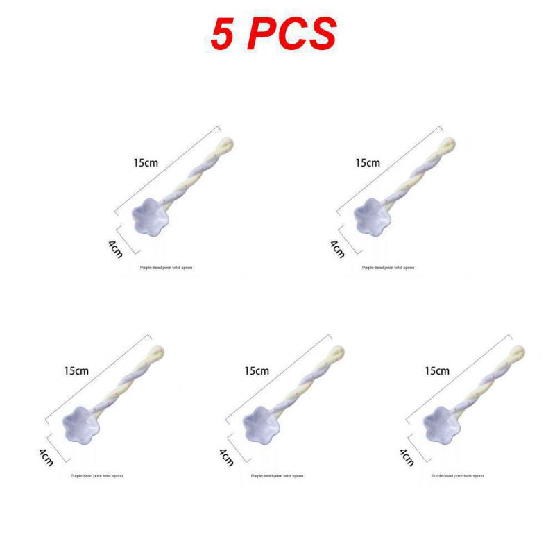 1~10PCS Ceramic Long Handle Spoon Kawaii Korean Ice Cream Hand Painted Dessert Spoon with Long Handle Kitchen Tableware