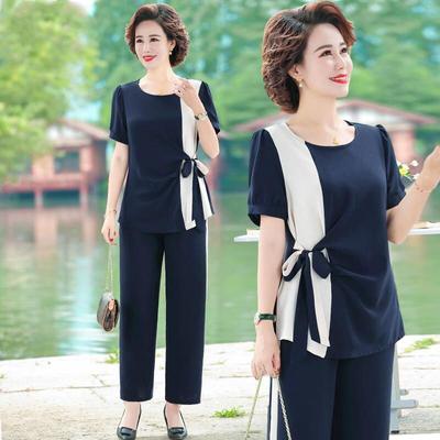 Woman's Plus Size Sportswear Summer Lightweight Breathable Casual Suit T-shirt + Pants 2 Piece Set