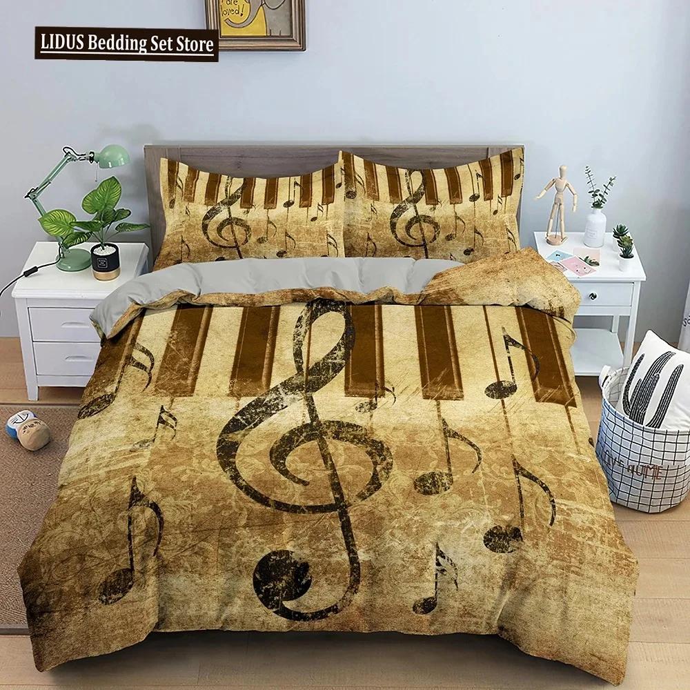 Music Notes Bedding Set Duvet Cover Set Piano Keys Keyboard Bed Set Classic Music Melody Comforter Cover For Kids Boys Girls