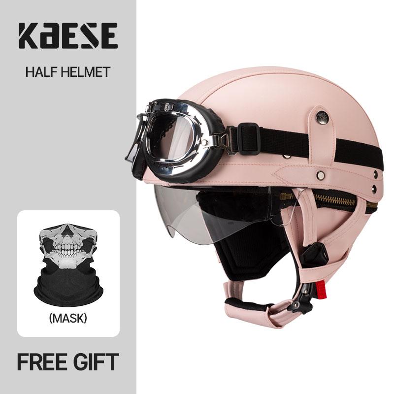 Vintage Half Face Motorcycle Helmet Motorbike Helmets Men Women Unisex Scooter Summer Helmet Black Brown DOT Approved Casque