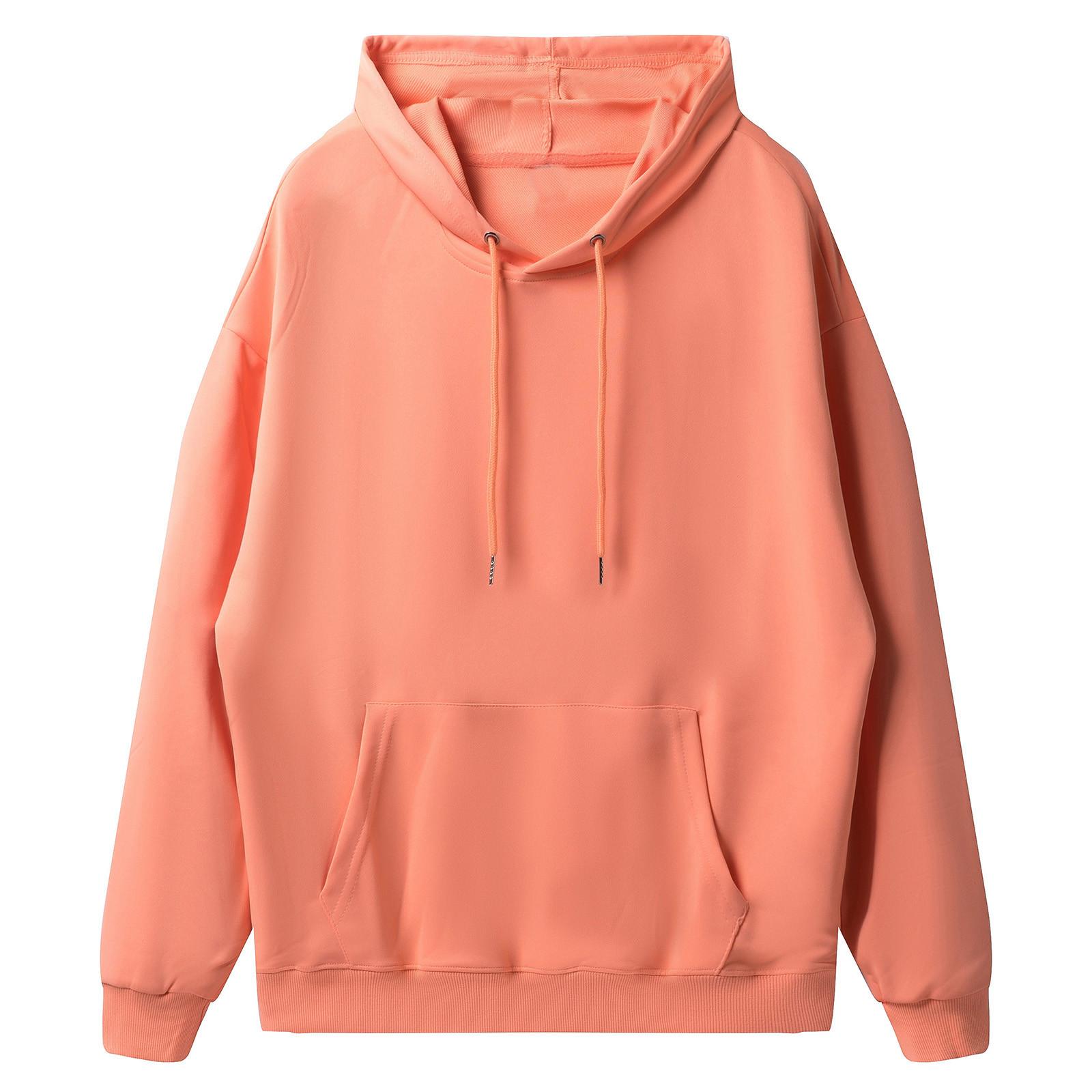Women s Long Sleeve Pullover Hoodie Casual Loose Fit Drawstring Hooded Sweatshirt Pocket Design M оранжевый