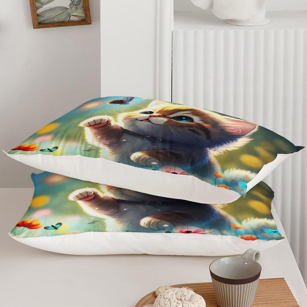 Cute Cat Down Comforter Set Bedding Set 3-piece Duvet Cover Set