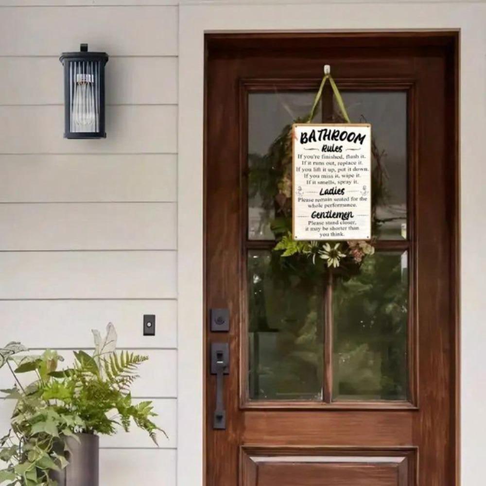 Vintage Bathroom Rules Metal Sign Retro Wall Decor Iron Tin Art Home Cafe Office