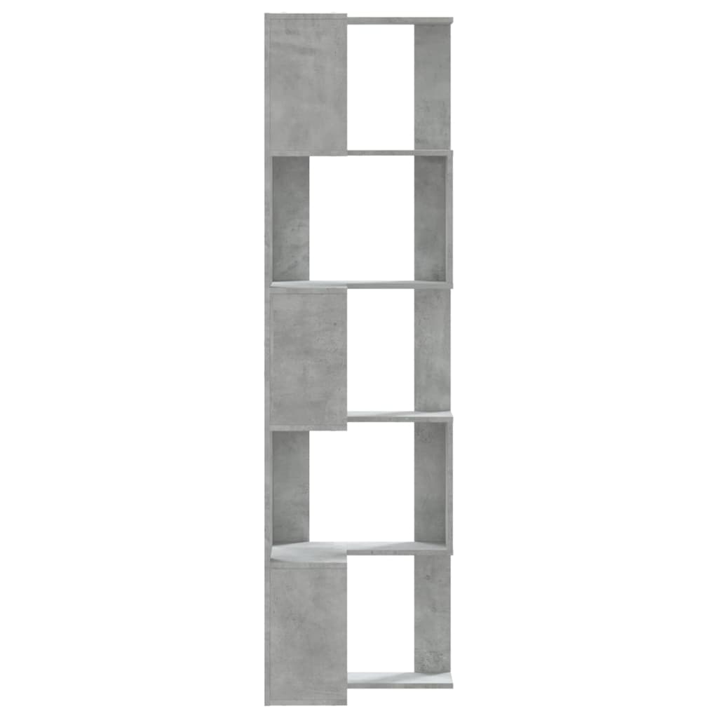 Corner Bookshelf 5 Shelves Concrete Grey 50 X 50 X 179 Cm Engineered Wood