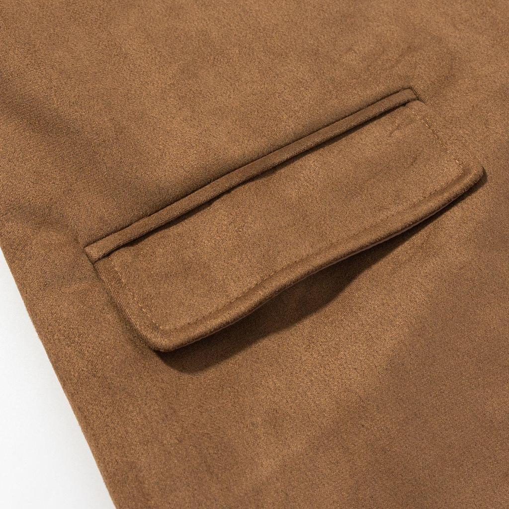 Women's Retro Brown Loose Pocket Long Sleeve Suit Jacket